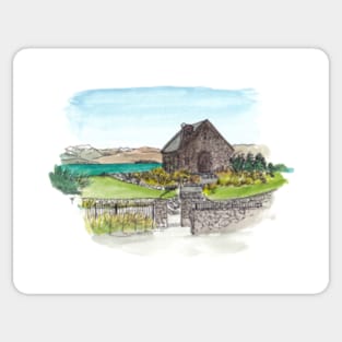 Tekapo Church Watercolour Sticker